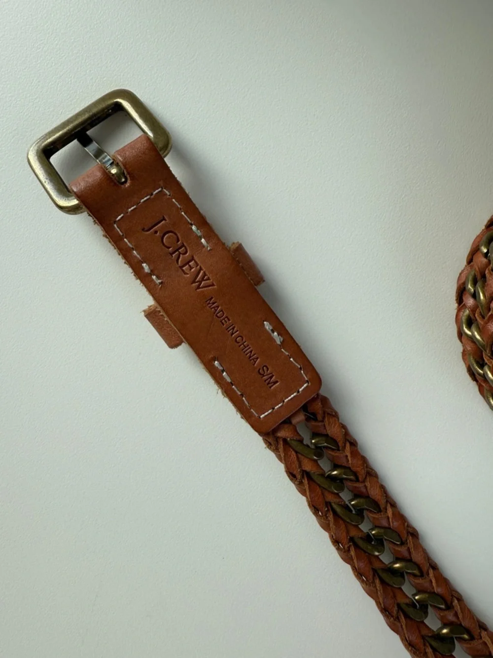J.CREW Vintage Braided Chainlink Leather Belt - Picture 4 of 6